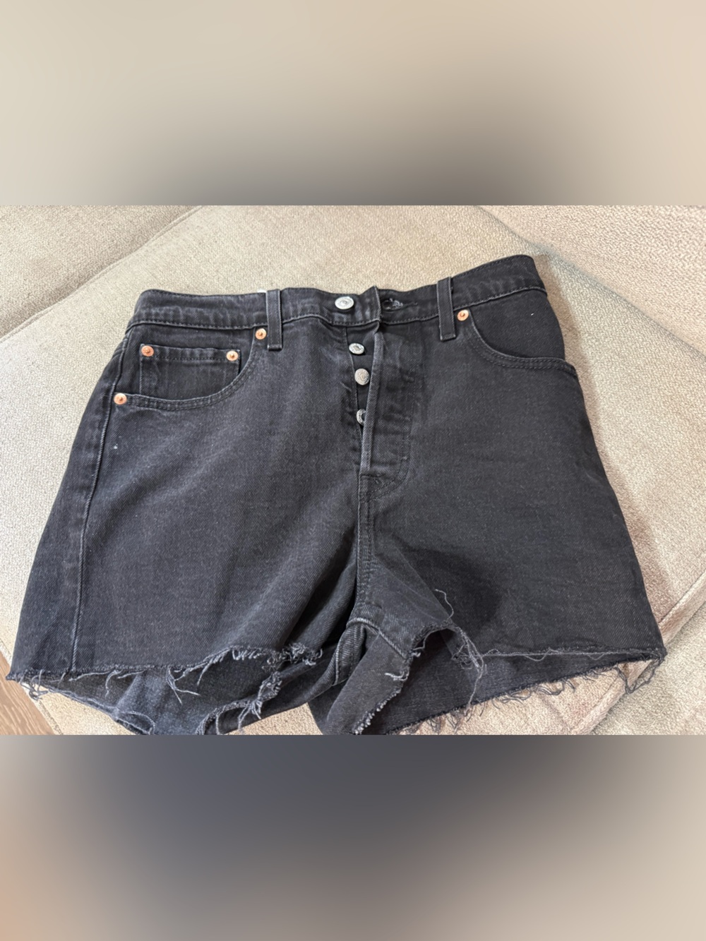 Levi's Black High-Rise Button-Fly Denim Shorts